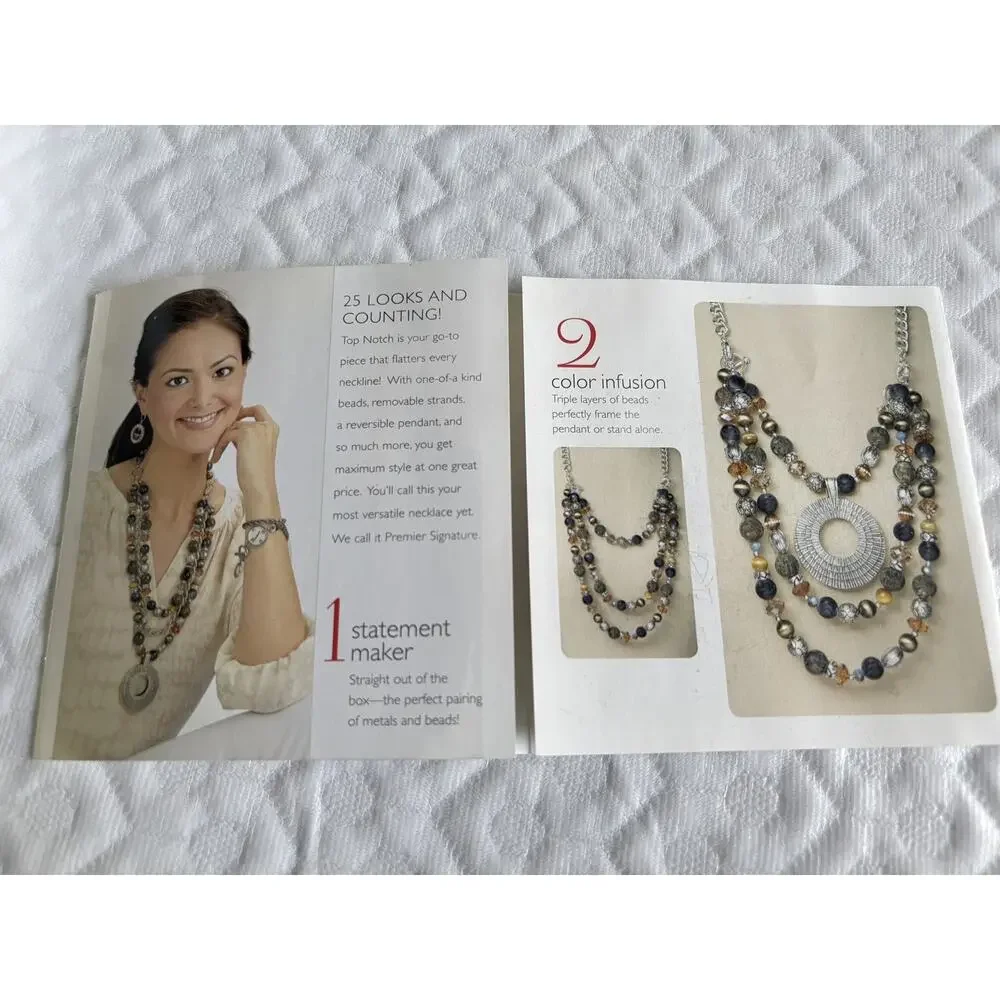 Premier Designs Top Notch Necklace Set 20550 Reversible Pendant Box Complete.
